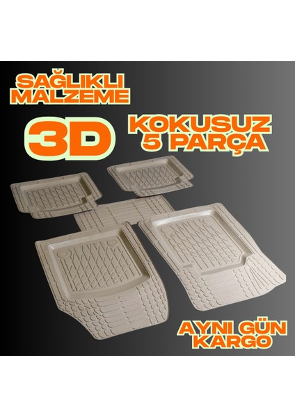 Renault Laguna 2 2005 Uyumlu 3D Havuzlu Paspas Özel Üretim Termoplastik Sağlıklı Malzeme Bej Renk fiyatları