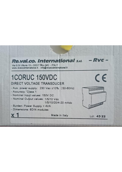 Revalco Cor Uc Dc Voltaj Transdüseri , Revalco Cor Uc Dc Voltaj Dönüştürücüsü