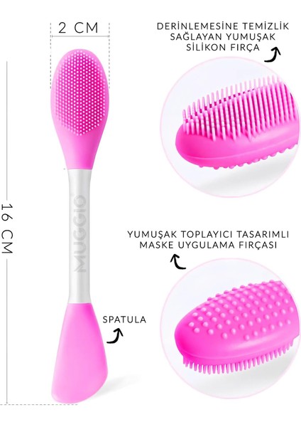 Çift Taraflı Silikon Maske Uygulama Spatula ve Peeling Fırçası 1 Adet modelleri