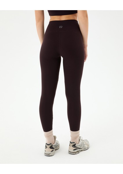 Kadın Mürdüm Koyu Mor Ön Dikişsiz Motion Tayt - Geri Dönüştürülmüş, Yüksek Bel, Çift Kat Korsaj, Kabartma Logolu, Minimal Spor Tayt fiyatları