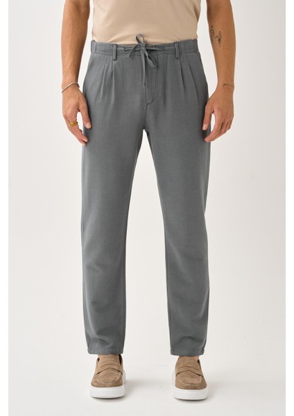 Regular Fit Beli Lastikli Keten Pantolon modelleri