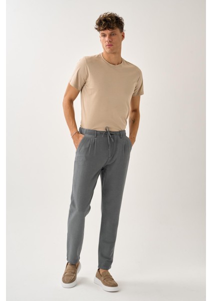 Regular Fit Beli Lastikli Keten Pantolon indirimleri