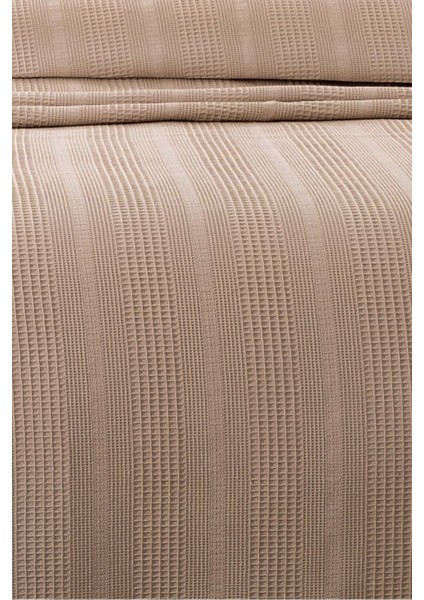 Tek Kişilik Iki Renkli Kopanaki Dantelli Petek Pike - Waffle Dokuma -160X230 Cm-Kapuçino modelleri