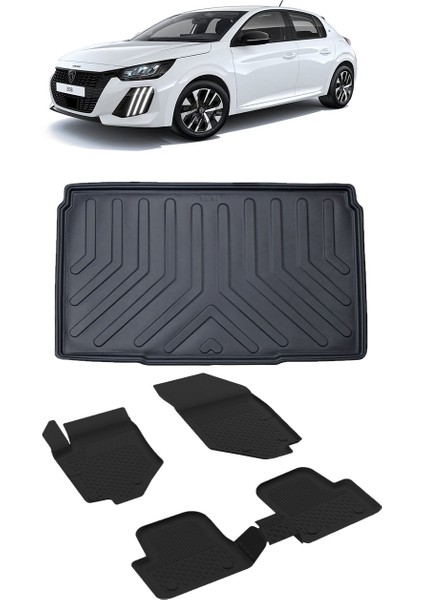 Peugeot 208 2022 ve Sonrası 4.5 D Paspas 3D Rizline 3D Bagaj Havuzu Set