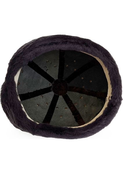 Ertuğrul Gazi Zımbalı Pirinç Broş Çapraz Dikiş Hakiki Deri Börk Şapka Siyah-60