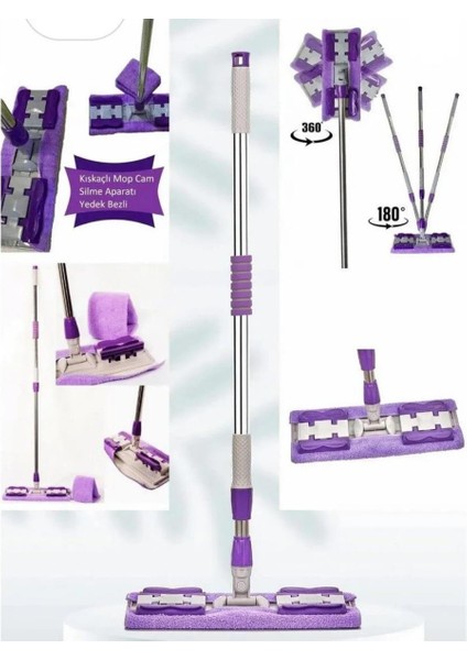 Hrz Teleskopik Mandallı Mikrofiber Sihirli Mop Yüzey Temizleyici