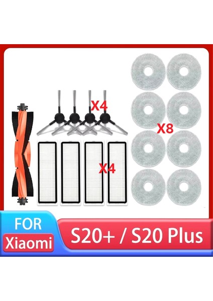 Xiaomi Robot Süpürge S20+ / S20 Plus / B108GL Parça Aksesuarları Ana Fırça Yan Fırça Hepa Filtre Paspas Bezi (Yurt Dışından)