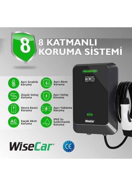 WTA - Yapay Zeka Destekli Akıllı Elektrikli Araç Şarj Cihazı | 22 kW | Mobil Uygulama & WiseCar AI modelleri