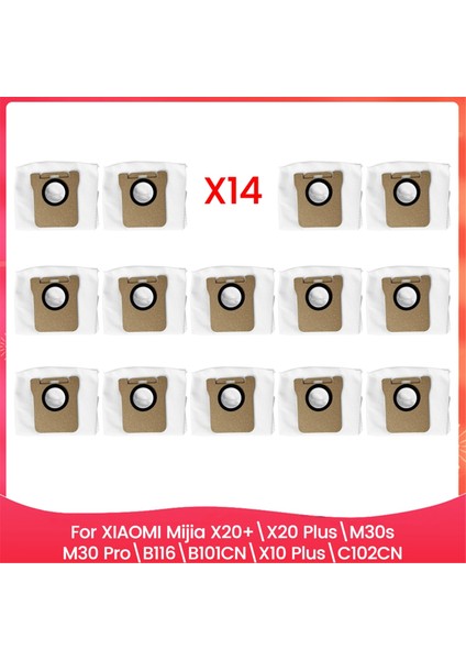 Xıaomı Mijia X20+/X20 PLUS/M30S/M30 PRO/B116/B101CN/X10 PLUS/C102CN Elektrikli Süpürge Yedek Parçaları Için 14 Adet Toz Torbası (Yurt Dışından)