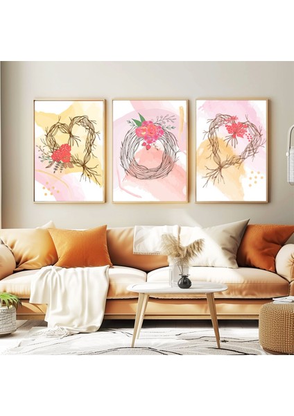 Dekoratif 3lü Tablo,ahşap Çerçeveli,soyut Tablo,duvar Tablo,duvar Susu,mutfak Tablo Cerceveli Tablo