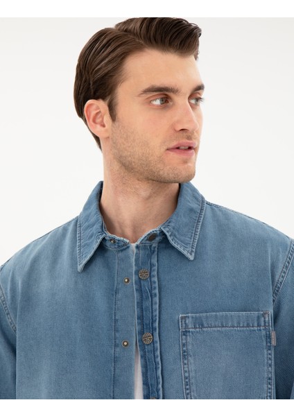 Erkek Mavi Comfort Fit Uzun Kollu Jean Gömlek 50292072-VR036 fiyatları