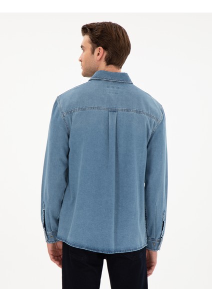 Erkek Mavi Comfort Fit Uzun Kollu Jean Gömlek 50292072-VR036 indirimleri