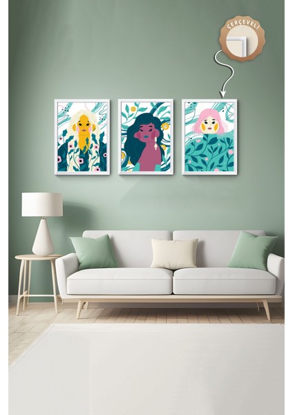 Dekoratif 3lü Tablo,ahşap Çerçeveli,soyut Tablo,duvar Tablo,duvar Susu,mutfak Tablo Cerceveli Tablo