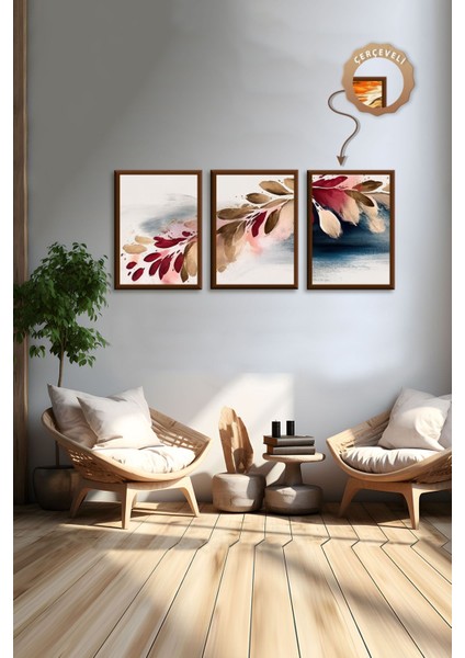 Dekoratif 3lü Tablo,ahşap Çerçeveli,soyut Tablo,duvar Tablo,duvar Susu,mutfak Tablo Cerceveli Tablo