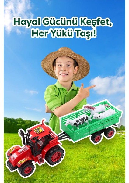 Römorklu Traktör ve 3 Adet Hayvan Figürlü Oyuncak Seti fiyatları