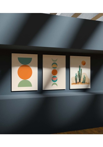 Premium Kalite Bohem Tablo Çerçeve Görünümlü Premium Kalite 3 Lü Tablo