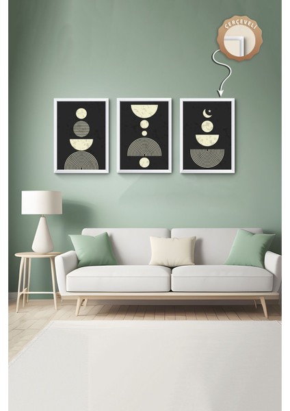 Dekoratif 3lü Tablo,ahşap Çerçeveli,soyut Tablo,duvar Tablo,duvar Susu,mutfak Tablo Cerceveli Tablo