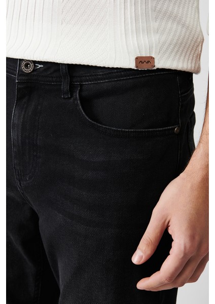 Erkek Siyah Eskitme Yıkamalı Kaplamalı Rio Skinny Fit Jean Pantolon B003517