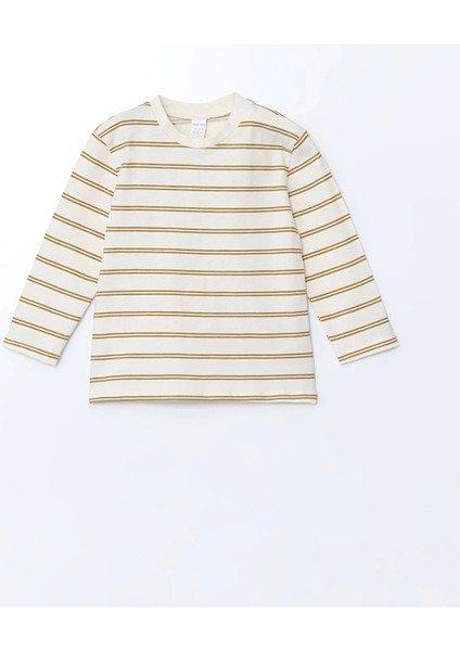 Lcw Baby Kahverengi Bisiklet Yaka Çizgili Erkek Bebek Tişört ve Askılı Pantolon 2'li modelleri