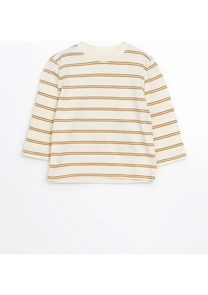 Lcw Baby Kahverengi Bisiklet Yaka Çizgili Erkek Bebek Tişört ve Askılı Pantolon 2'li fırsatları