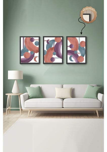 Dekoratif 3lü Tablo,ahşap Çerçeveli,soyut Tablo,duvar Tablo,duvar Susu,mutfak Tablo Cerceveli Tablo
