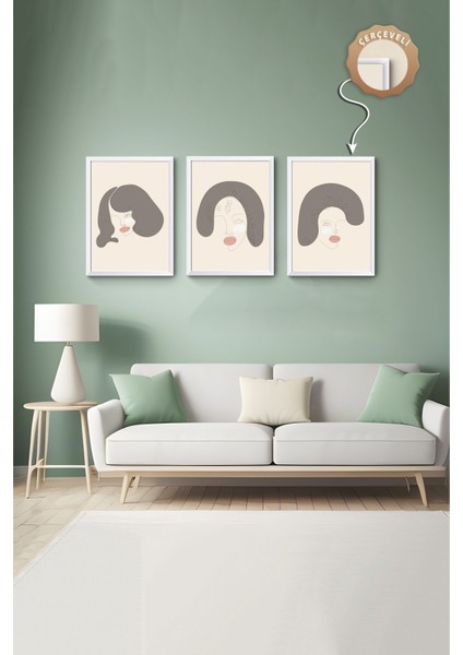 Dekoratif 3lü Tablo,ahşap Çerçeveli,soyut Tablo,duvar Tablo,duvar Susu,mutfak Tablo Cerceveli Tablo