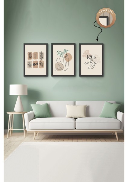 Dekoratif 3lü Tablo,ahşap Çerçeveli,soyut Tablo,duvar Tablo,duvar Susu,mutfak Tablo Cerceveli Tablo