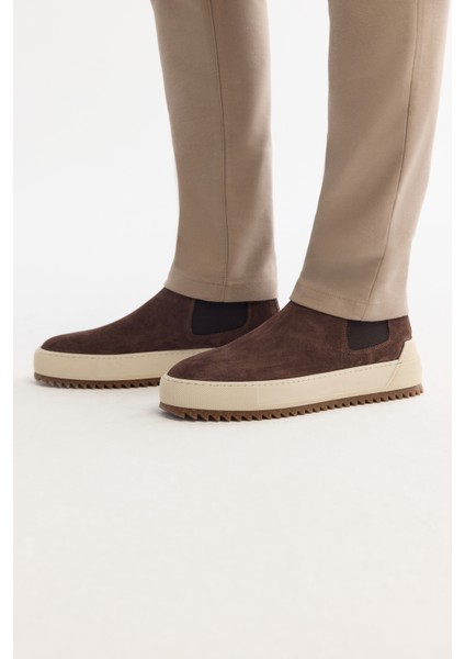 Erkek Kahverengi %100 Süet Esnek Taban Hafif Chelsea Bot B008009 fırsatları