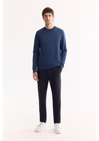 Erkek Lacivert Bisiklet Yaka Viskon Viskon Karışımlı Basic Triko Regular Fit Kazak B005021 indirimleri