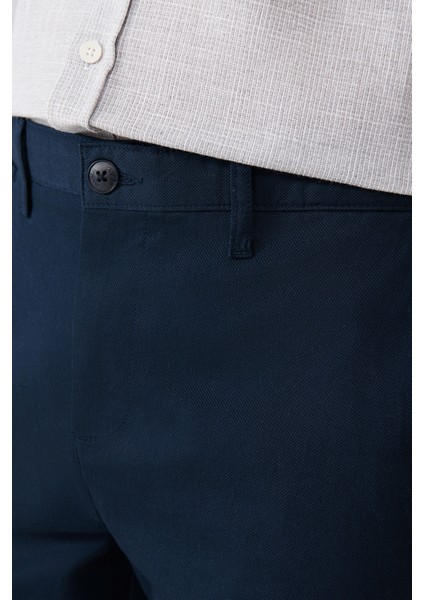 Erkek Lacivert Esnek Relaxed Fit Chino Kanvas Şort B003730