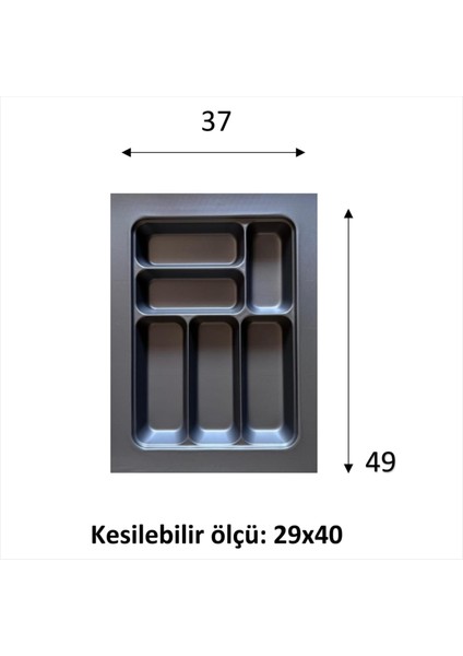 Çekmeceye Göre Esnek Ebatlanan 37X49 cm Sağlam Hediyelik Kesilebilir 6 Gözlü Çekmece Içi Kaşıklık