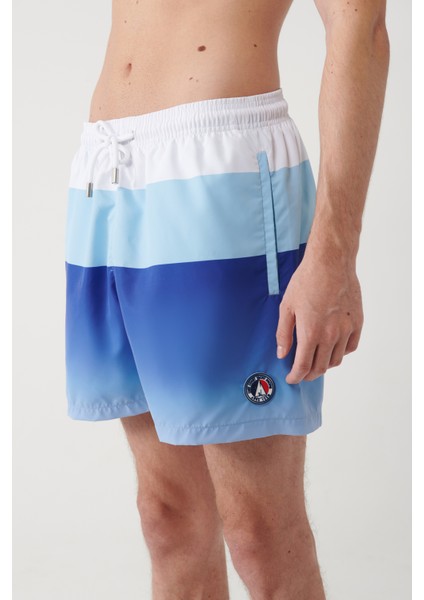 Erkek Mavi Hızlı Kuruyan Desenli Relaxed Fit Relaxed Fit Deniz Şortu A41Y3824 indirimleri