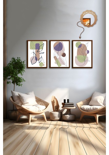 Dekoratif 3lü Tablo,ahşap Çerçeveli,soyut Tablo,duvar Tablo,duvar Susu,mutfak Tablo Cerceveli Tablo