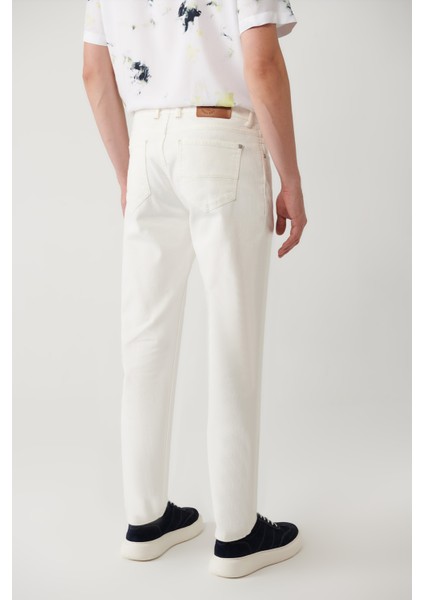 Erkek Ekru Rinse Yıkamalı Berlin Slim Fit Esnek Pantolon A41Y3504