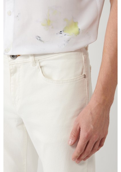 Erkek Ekru Rinse Yıkamalı Berlin Slim Fit Esnek Pantolon A41Y3504