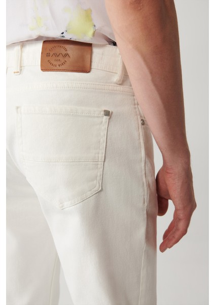 Erkek Ekru Rinse Yıkamalı Berlin Slim Fit Esnek Pantolon A41Y3504
