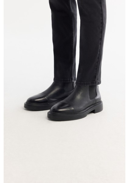 Erkek Siyah %100 Deri Esnek Taban Chelsea Bot A42Y8016