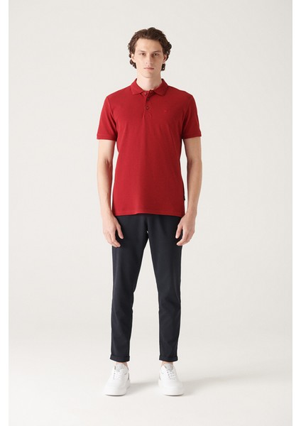 Erkek Bordo 3 Düğmeli %100 Mısır Pamuğu Polo Yaka Regular Fit T-Shirt B001027 indirimleri