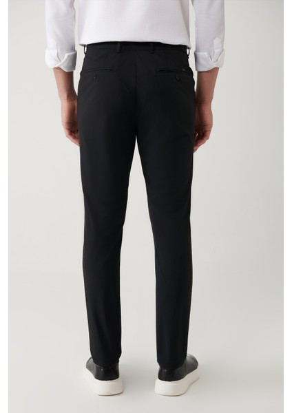 Erkek Siyah Yandan Cepli Su İtici Bi-Stretch Slim Fit Pantolon A41Y3230 fırsatları