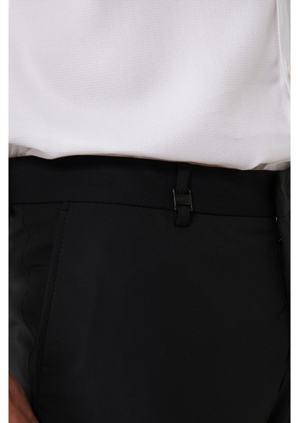 Erkek Siyah Yandan Cepli Su İtici Bi-Stretch Slim Fit Pantolon A41Y3230