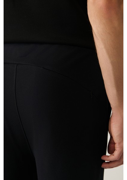 Erkek Siyah Yandan Cepli Baskılı Soft Touch Regular Fit Şort A41Y3646