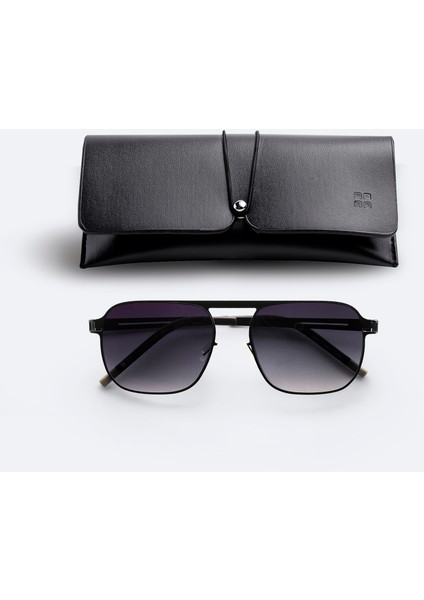 Erkek Siyah Dikdörtgen Çerçeveli Hand Made Güneş Gözlüğü A41Y8813