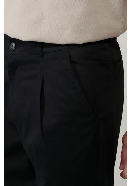 Erkek Siyah Pamuklu Klasik Bel Relaxed Fit Pantolon A41Y3037