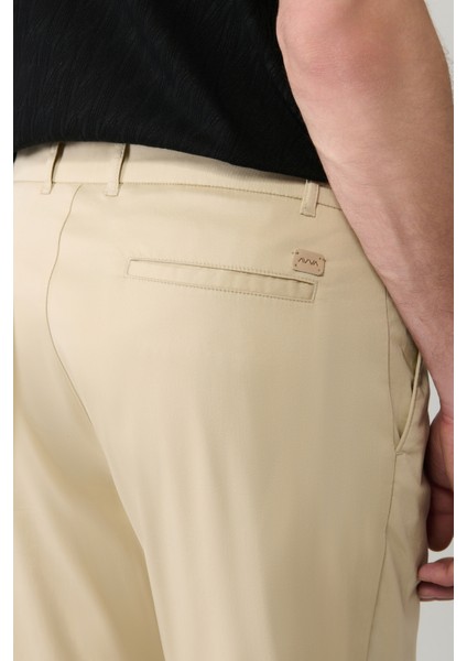 Erkek Bej Pamuklu Klasik Bel Relaxed Fit Pantolon A41Y3037