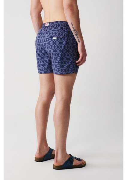 Erkek Lacivert Hızlı Kuruyan Baskılı Deniz Şortu A31y3817