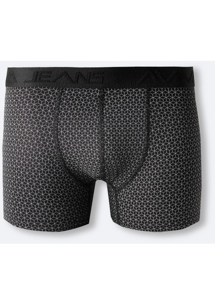 Erkek Siyah Pamuklu Esnek Desenli Boxer A32Y9502