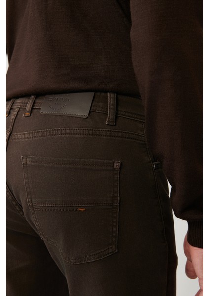 Erkek Kahverengi Eskitme Yıkamalı Esnek Berlin Jean Pantolon A32y3514