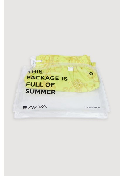 Erkek Sarı Hızlı Kuruyan Baskılı Deniz Şortu A31y3816