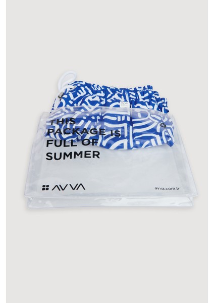 Erkek Mavi Hızlı Kuruyan Baskılı Deniz Şortu A31y3805