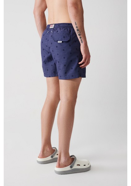 Erkek Lacivert Hızlı Kuruyan Baskılı Deniz Şortu A31y3802